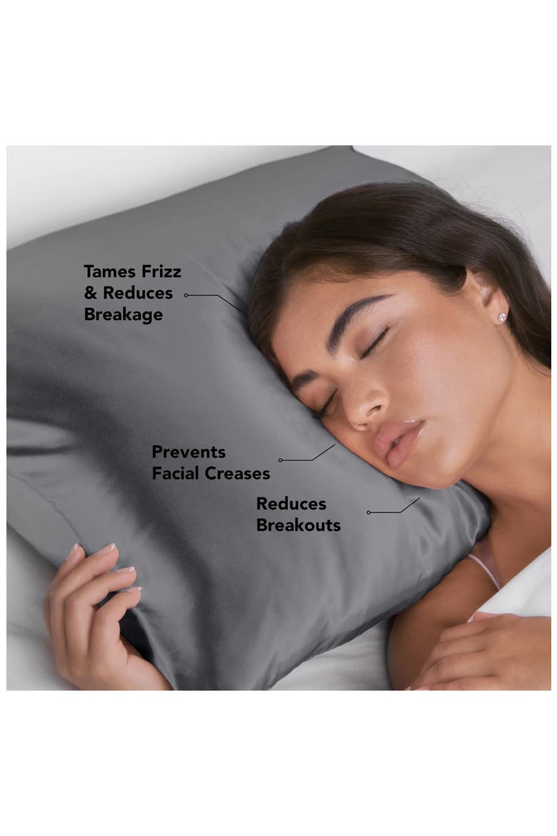Standard Satin Pillowcase, Alternate, color, CHARCOAL GREY
