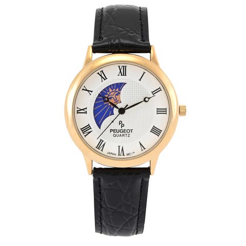 Vintage Left Window Sun Moon Leather Watch- 38MM