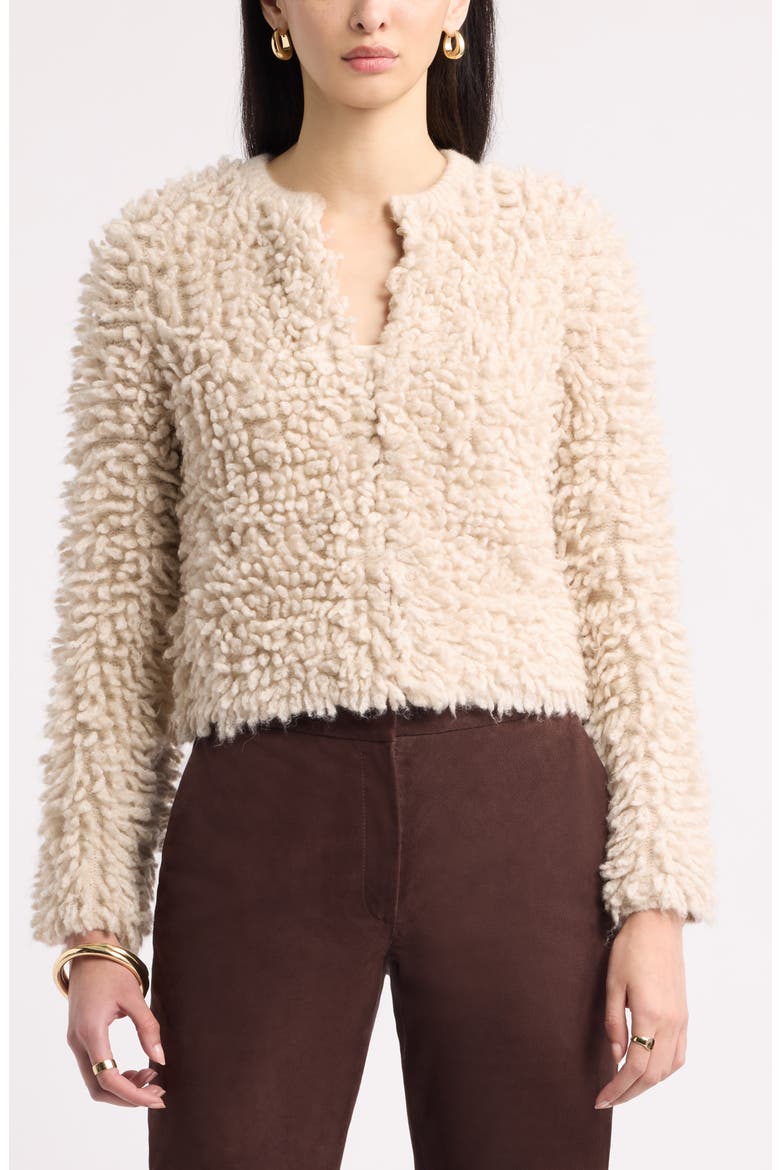 Fringe Bomber Sweater, Alternate, color, BEIGE OATMEAL