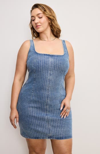 Rhinestone Denim Shift Dress