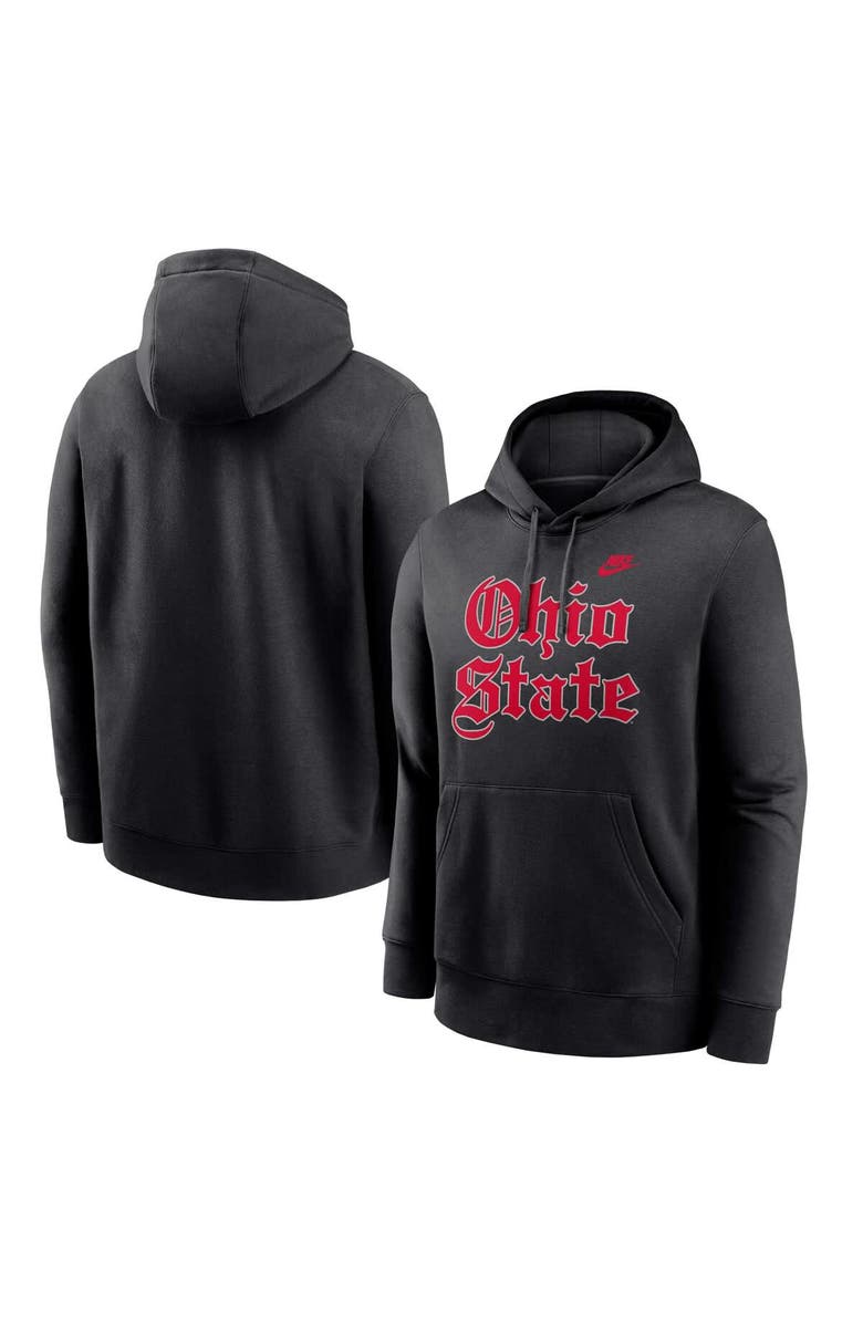 Nike Men's Nike Black Ohio State Buckeyes Old English Fleece Pullover Hoodie, Main, color, Black