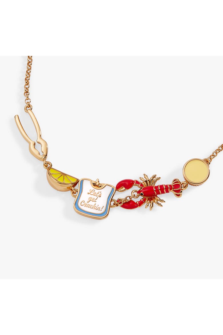 Lobster Boil 'Let's Get Crackin!' Inline Charm Bracelet, Alternate, color, Gold