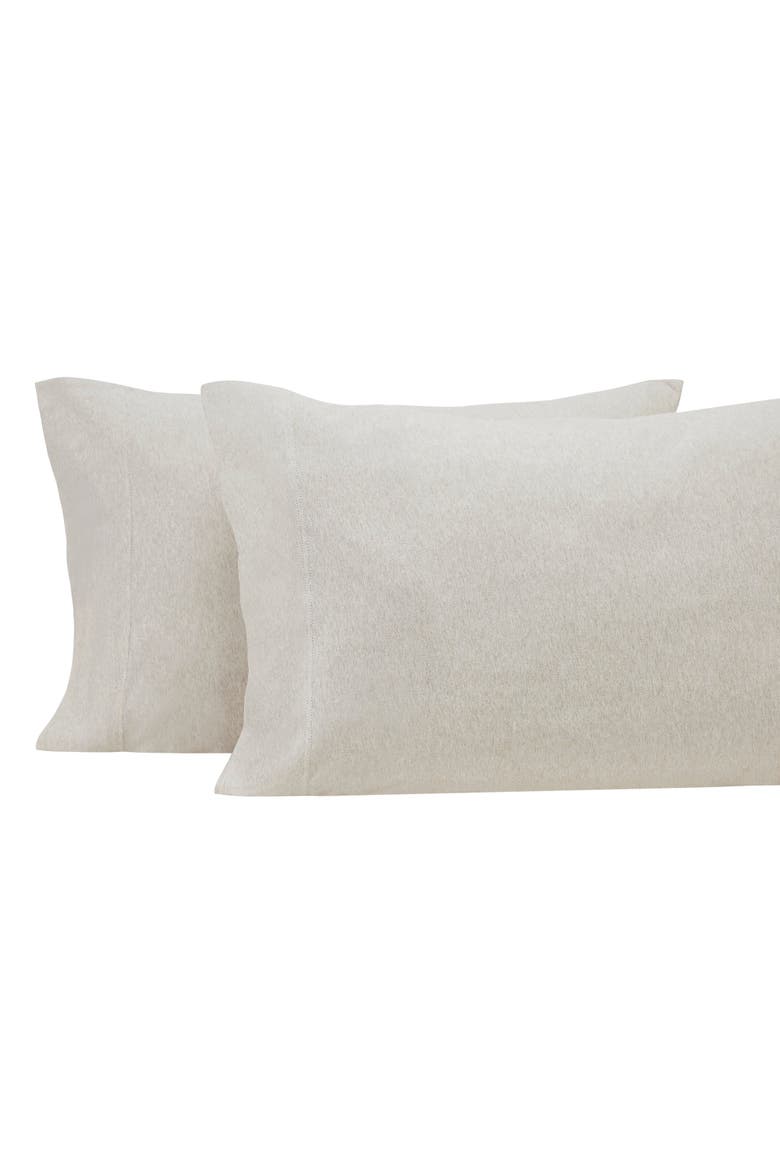 Halston Cotton Melange Jersey Pillowcase - Set of 2, Main, color, Oatmeal Melange