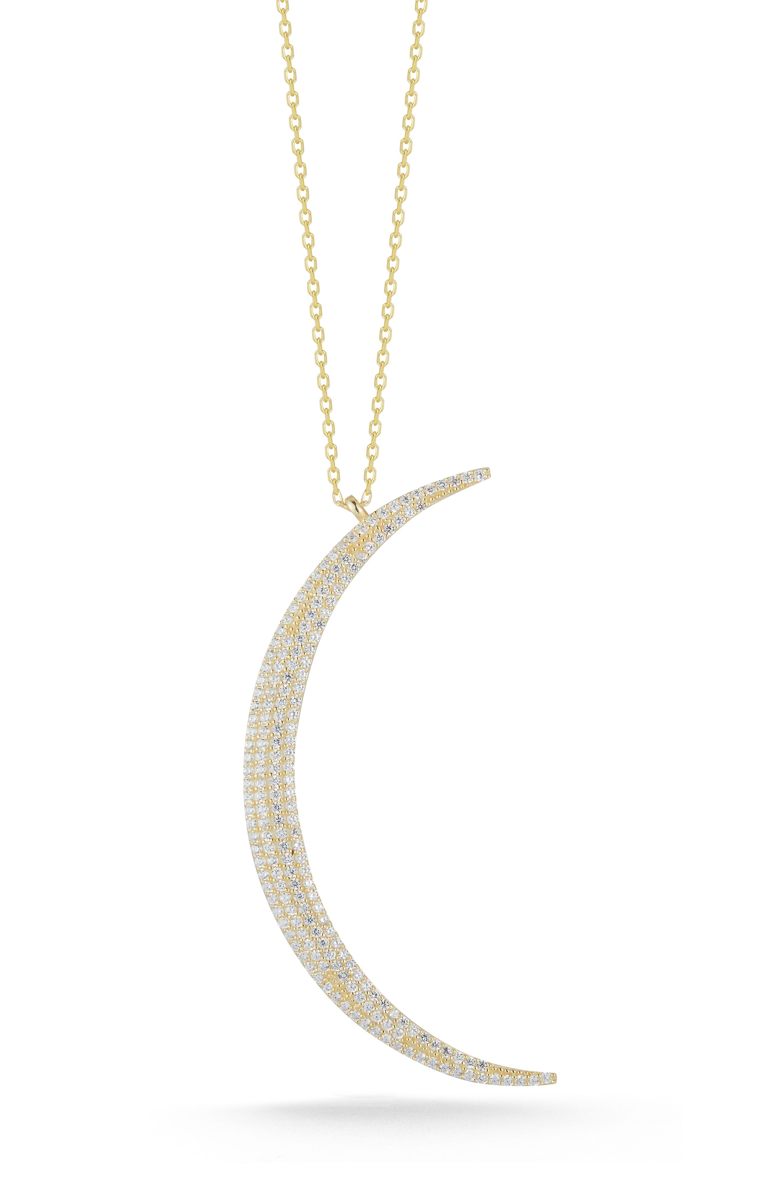 Sphera Milano Crystal Crescent Moon Pendant Necklace In Gold