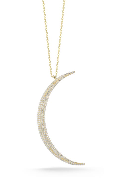 Crystal Crescent Moon Pendant Necklace