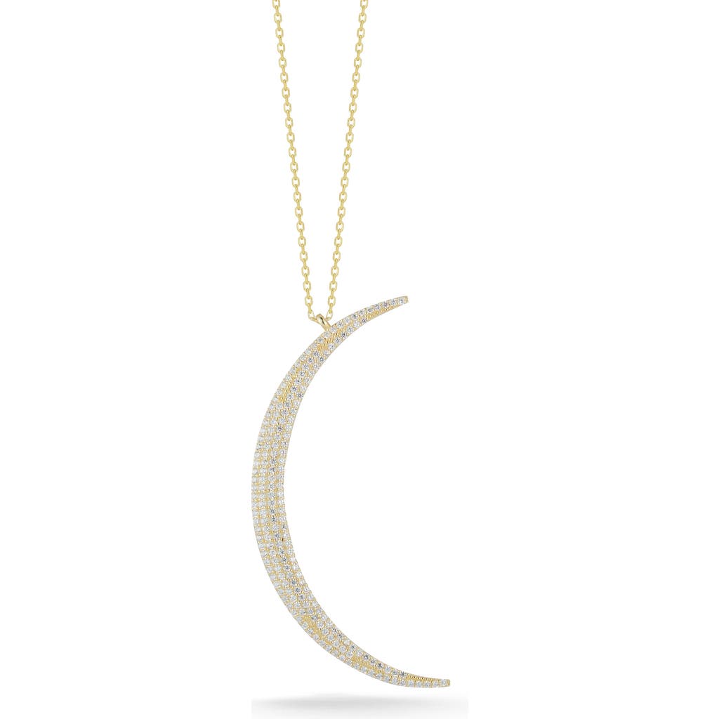 Sphera Milano Crystal Crescent Moon Pendant Necklace In Gold