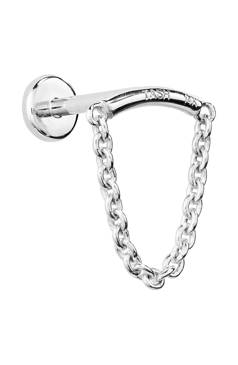 MARIA TASH Single Chain Drape Stud Earring, Alternate, color, White Gold