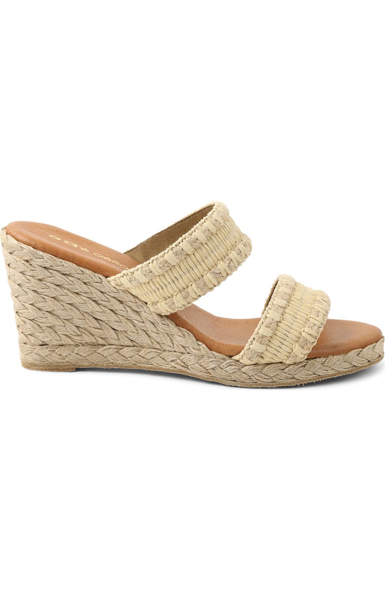 André Assous Nolita Raffia Wedge Slide Sandal, Alternate, color, Sand Fabric
