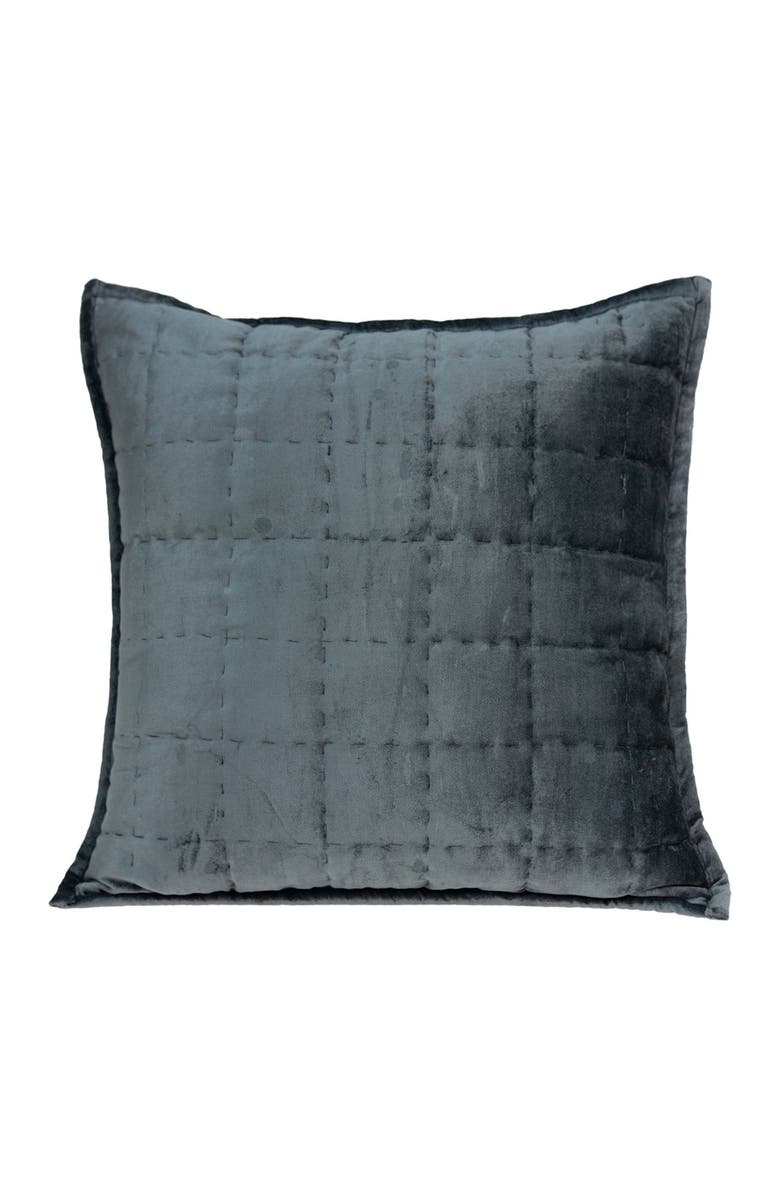 PARKLAND COLLECTION Anajar Transitional Solid Quilted Pillow - 20" x 20" - Charcoal, Alternate, color, Charcoal