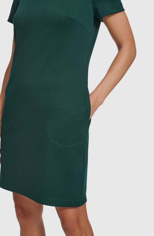 Calvin Klein Short Sleeve Ponte Sheath Dress In Green