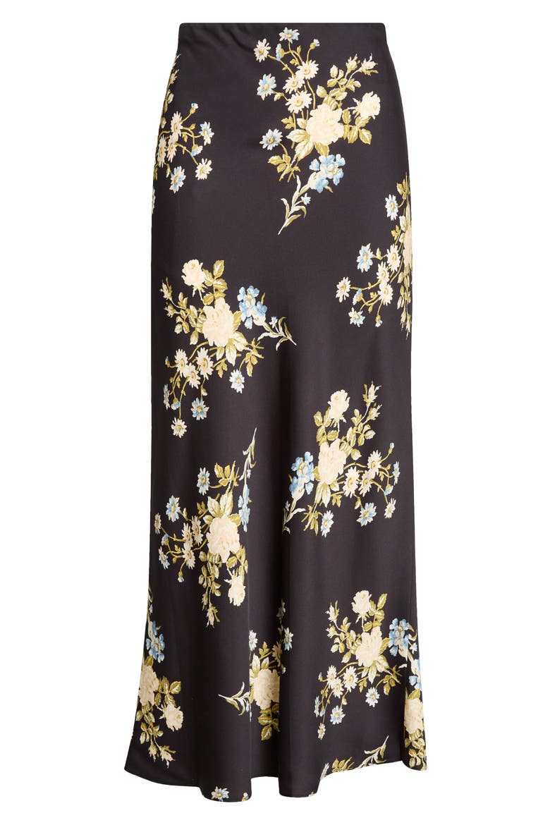 Clover Floral Silk Blend Maxi Skirt, Main, color, BLACK MULTI