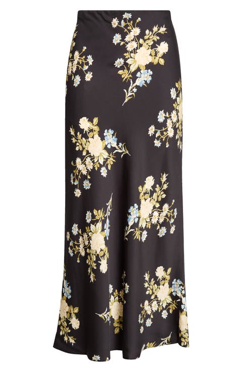 Clover Floral Silk Blend Maxi Skirt