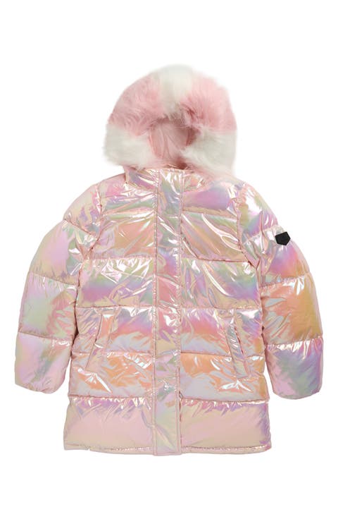 Kids' Iridescent Long Puffer Coat