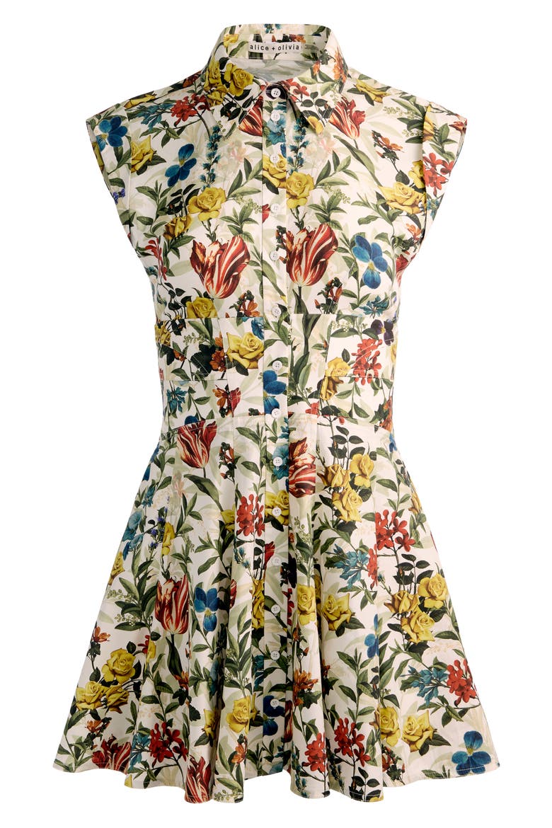Kim Floral Paneled Minidress, Alternate, color, DESERT SPRIGS VANILLA