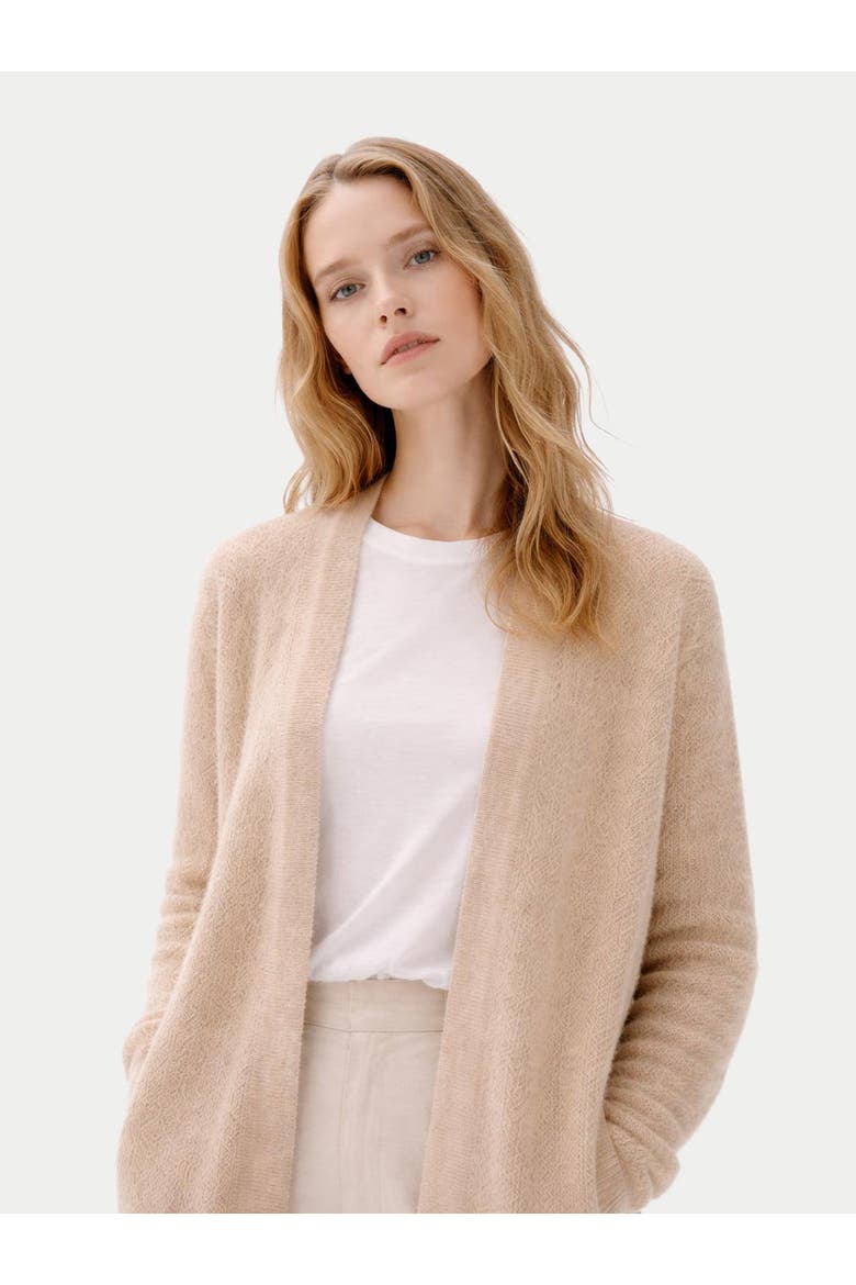 Ajour Knit Open front Cardigan, Alternate, color, beige