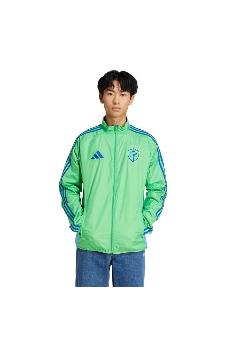 adidas Men's adidas Rave Green/Blue Seattle Sounders FC 2025 Anthem Reversible Full-Zip Jacket, Alternate, color, Green