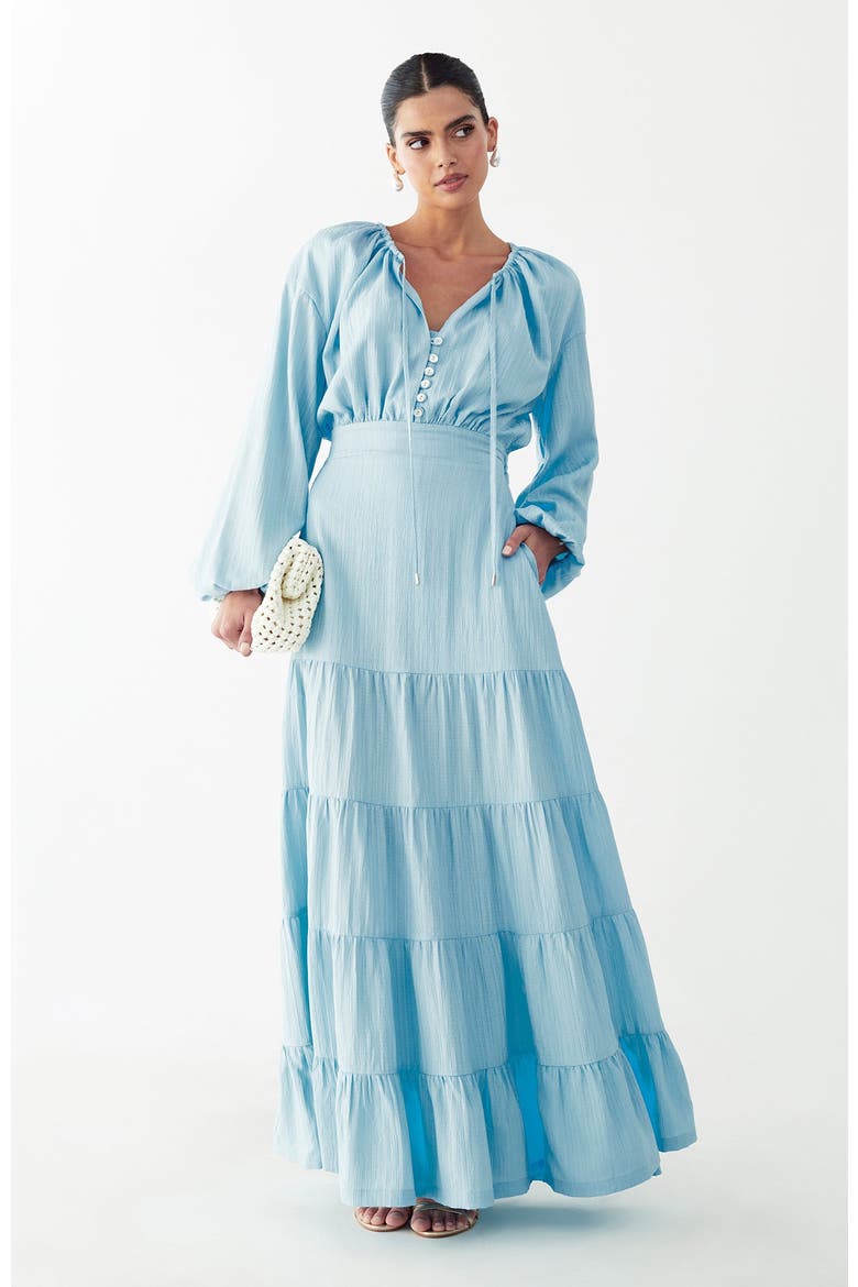 Golden Maxi Dress, Alternate, color, Sky Blue