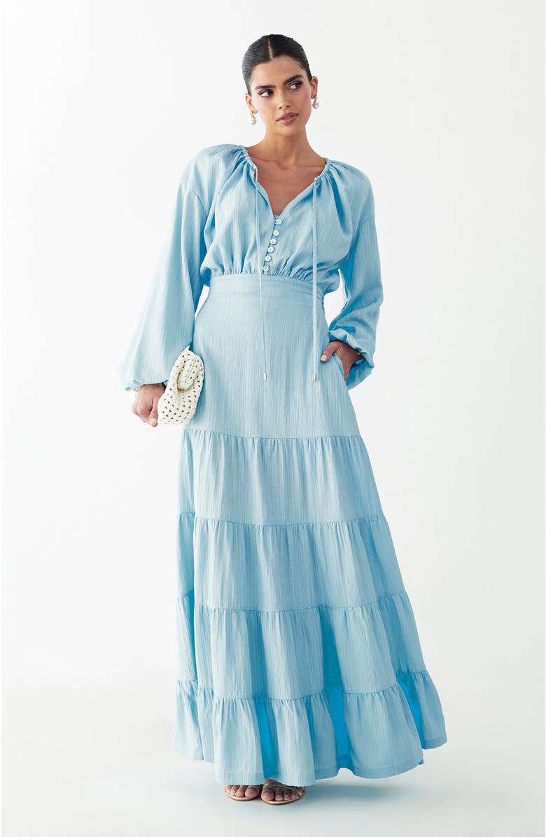 WILLA Golden Maxi Dress, Alternate, color, Sky Blue