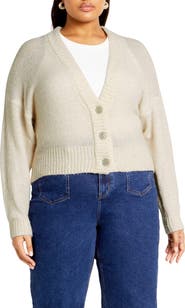 City Chic Remy Metallic Crop Cardigan