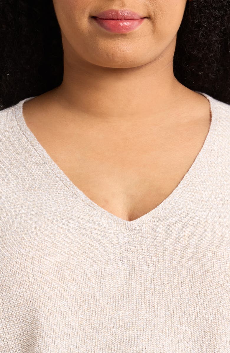 Eileen Fisher Organic Linen & Organic Cotton V-Neck Sweater, Alternate, color, Undyed Natural