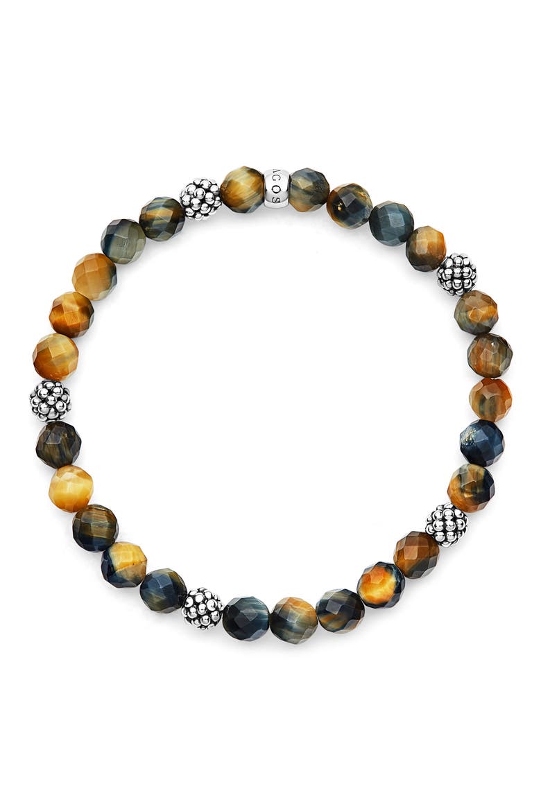 Signature Caviar Stone Beaded Stretch Bracelet (Nordstrom Exclusive), Alternate, color, TIGEREYE