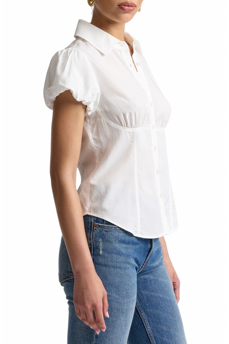 Puff Sleeve Fitted Shirt, Alternate, color, CREAM