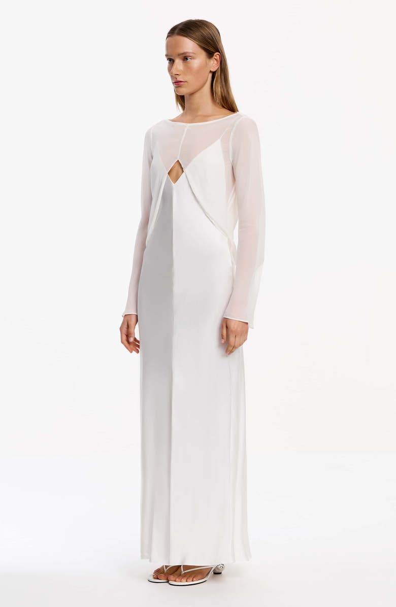 Significant Other Eevie Long Sleeve Satin Cocktail Dress, Alternate, color, Ivory