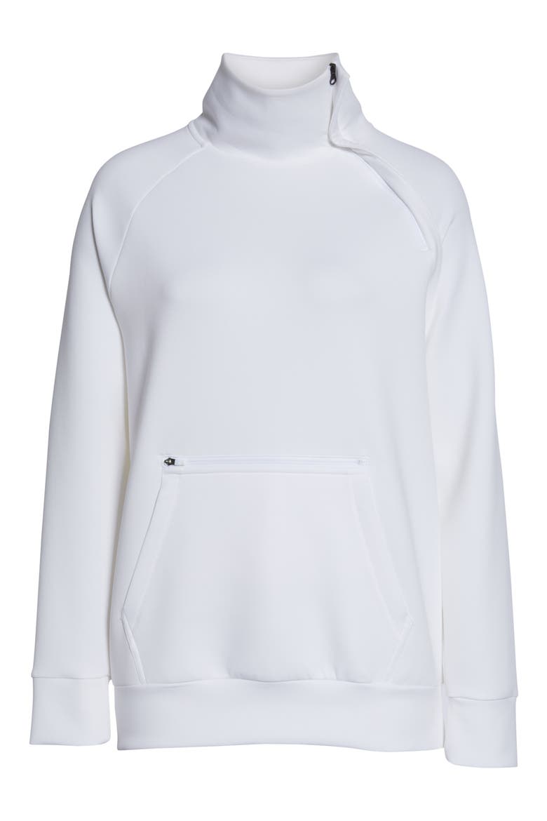 Mock Neck Zip Pullover, Alternate, color, WHITE/ BLACK