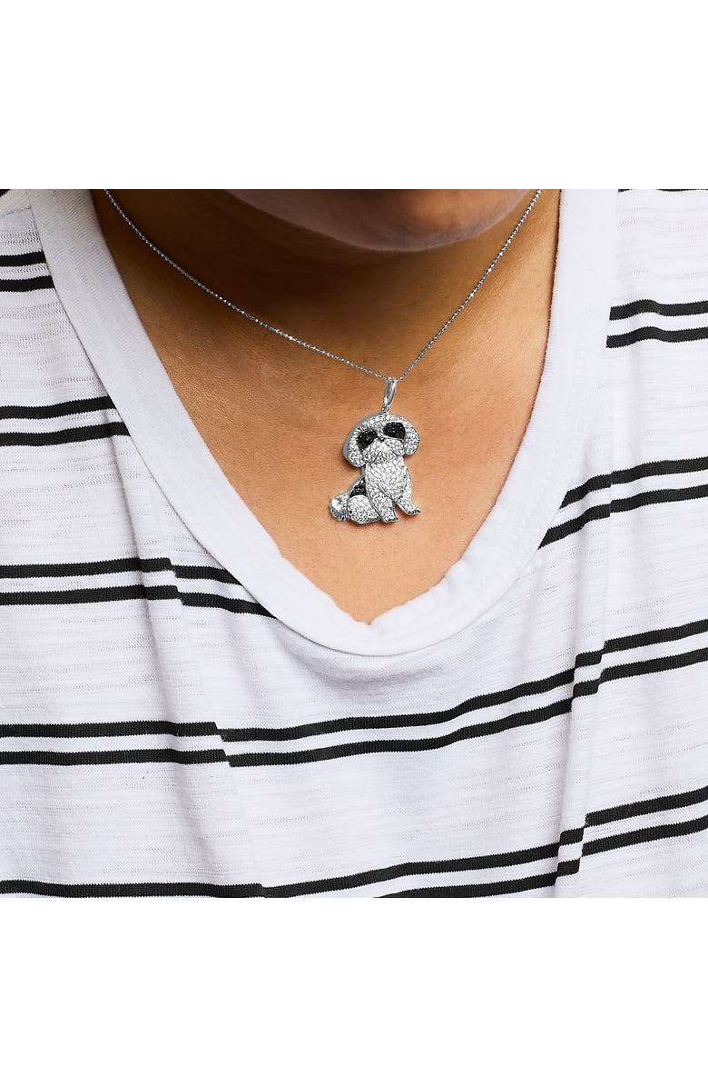Haus of Brilliance Silver 1 1/4 Cttw Diamond Shih Tzu Dog Pendant Necklace 18 inch, Alternate, color, White