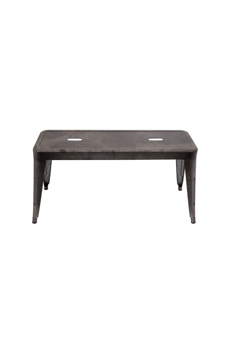 Storied Home Farmhouse Metal Entryway Bench, Galvanized Finish, Main, color, Silver