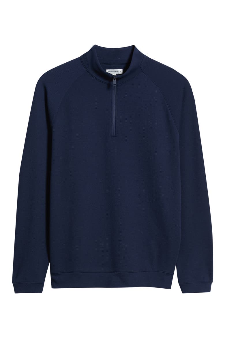 Cradle Performance Piqué Quarter Zip Pullover, Main, color, NAVY