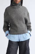GABRIELA HEARST Courtney Cashmere Herringbone Tweed Turtleneck Sweater
