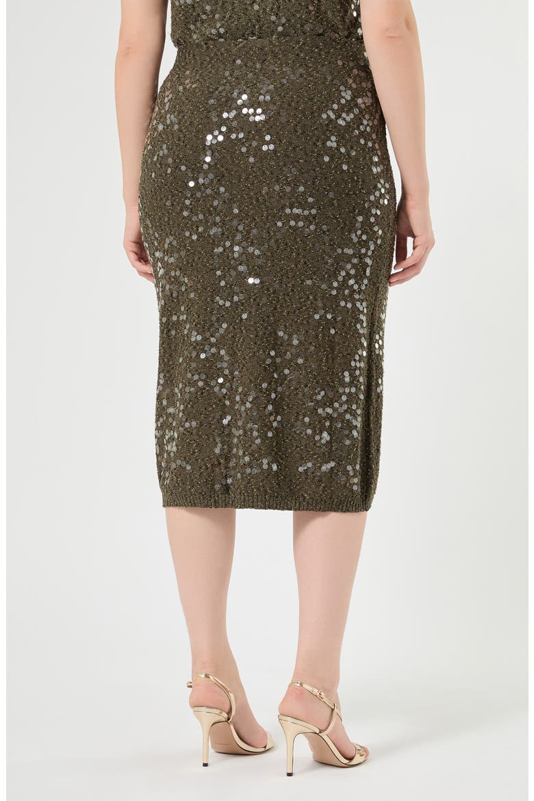 Sequin Bouclé Skirt, Alternate, color, KAKI
