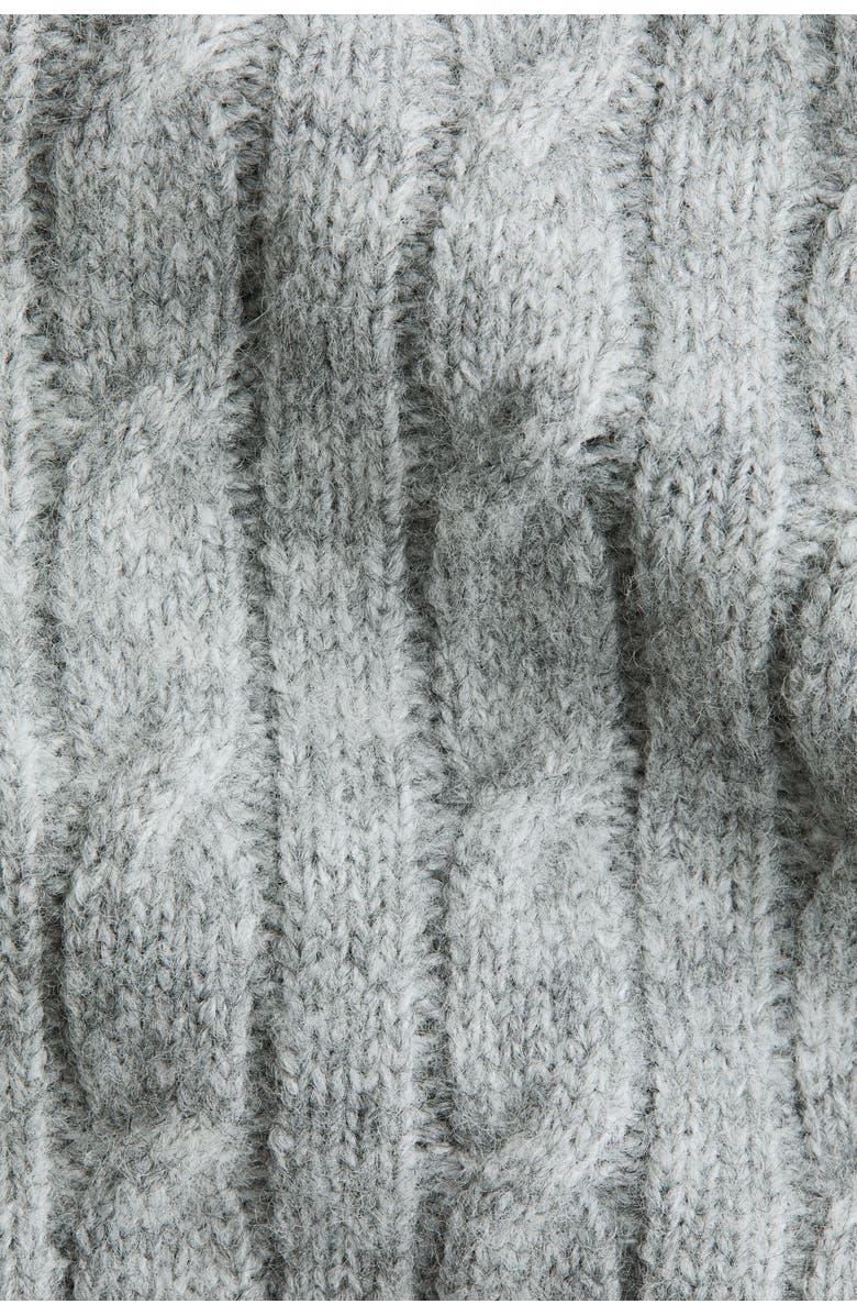 H&M Cable-knit Bomber Jacket, Alternate, color, Light Gray Melange