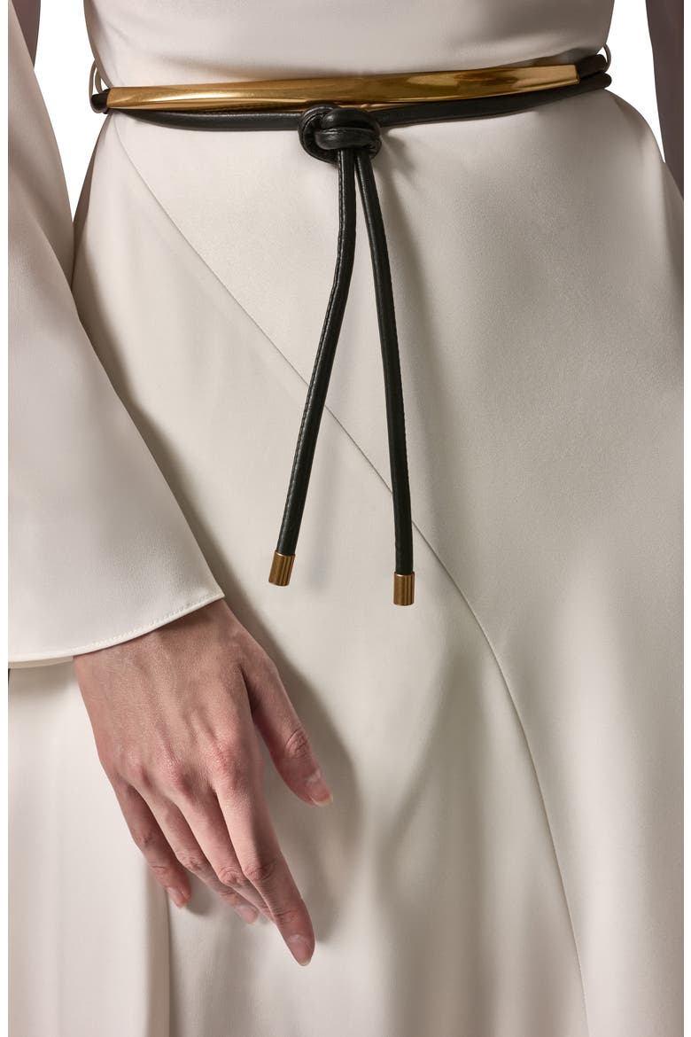 Bell Sleeve Satin Midi Dress, Alternate, color, IVORY