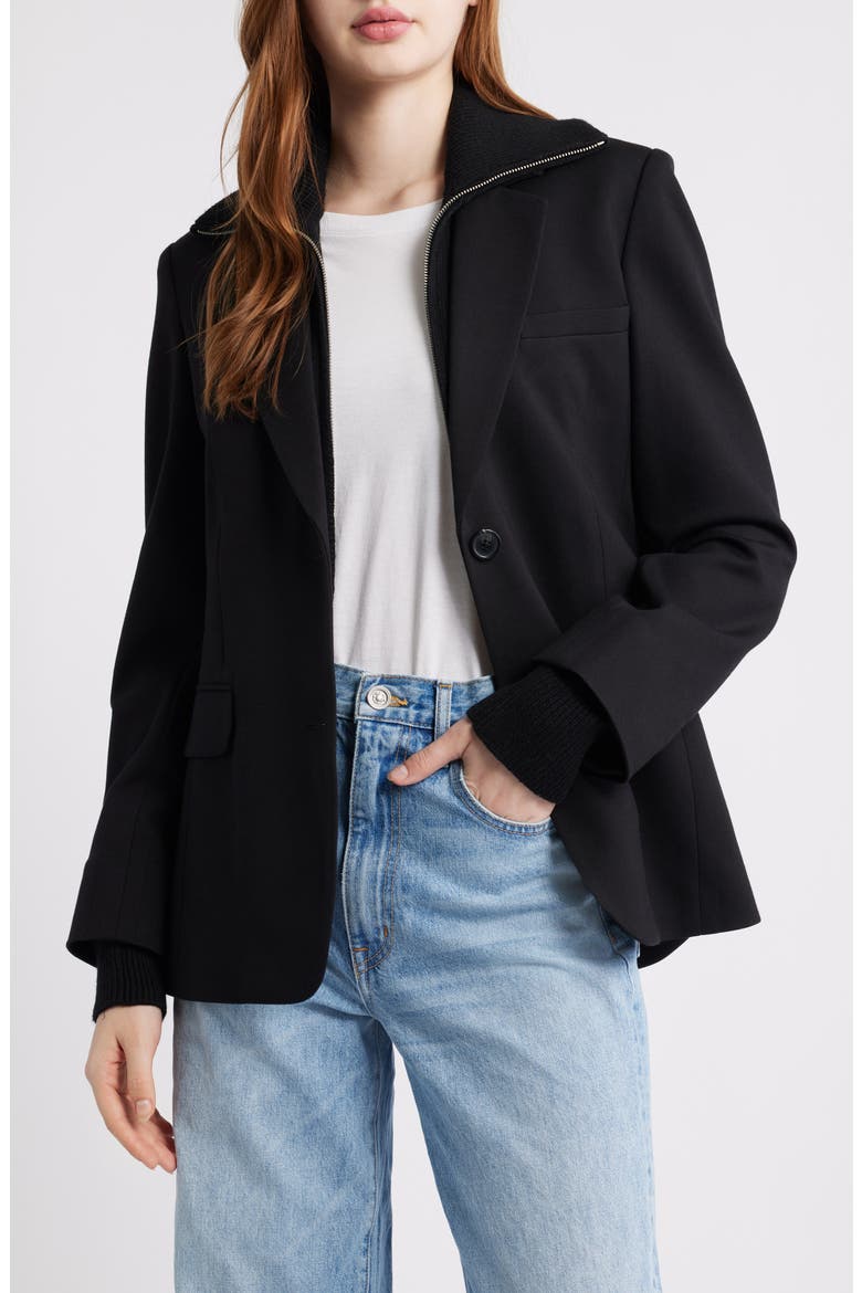Frank Ponte Knit Blazer, Main, color, BLACK