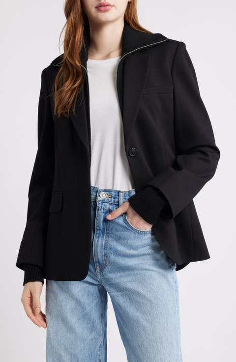 Frank Ponte Knit Hooded Blazer