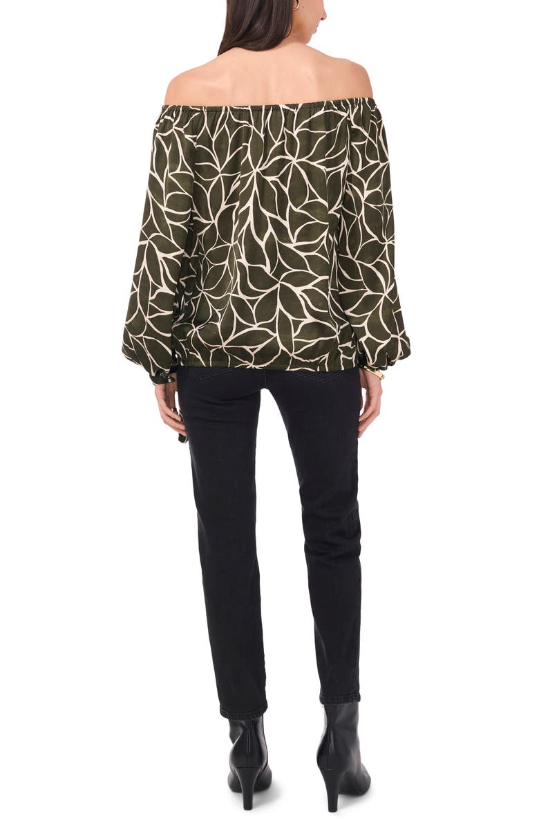 Vince Camuto Off the Shoulder Tie Hem Top, Alternate, color, Military Green