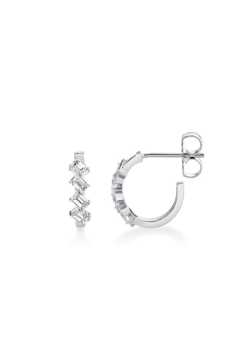 Mini Montage Emerald Cut Diamond Hoops, Alternate, color, 18K Yellow Gold