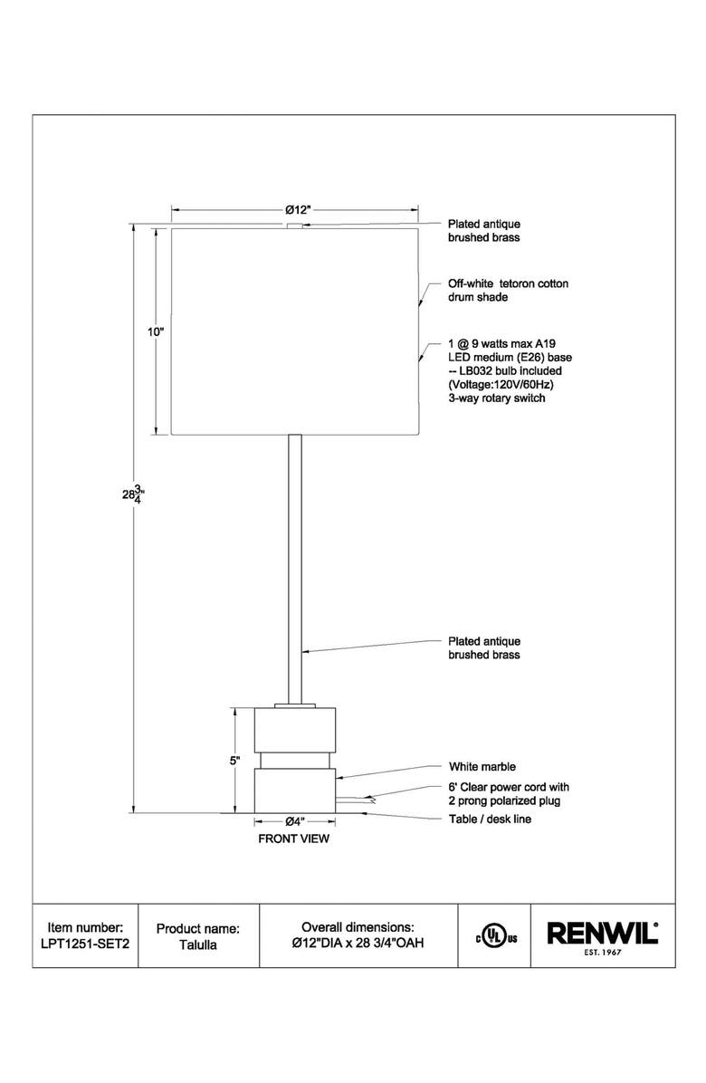 Renwil Talulla Set of 2 Table Lamps, Alternate, color, Antique Brushed Brass