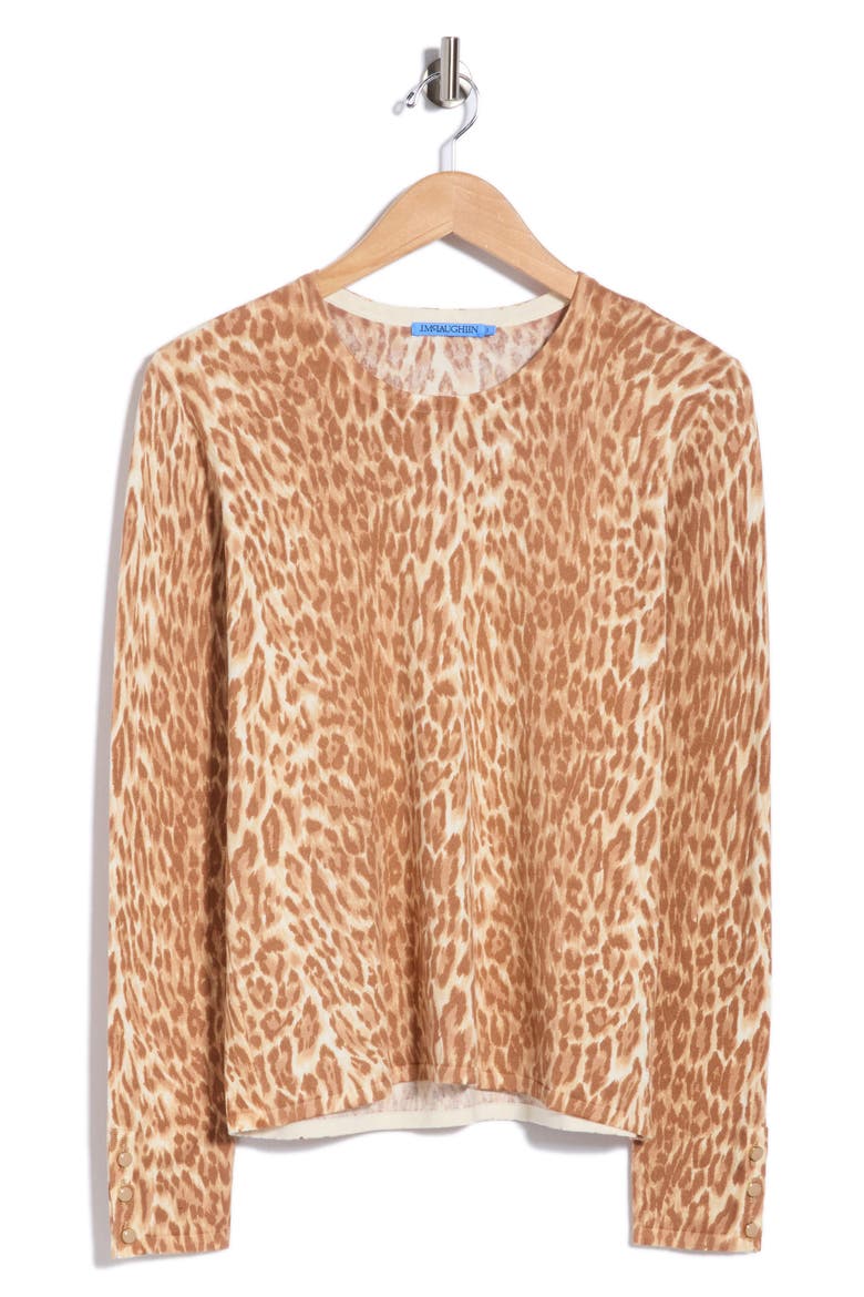 Anilee Leopard Print Sweater, Alternate, color, MED BROWN/ BEIGE