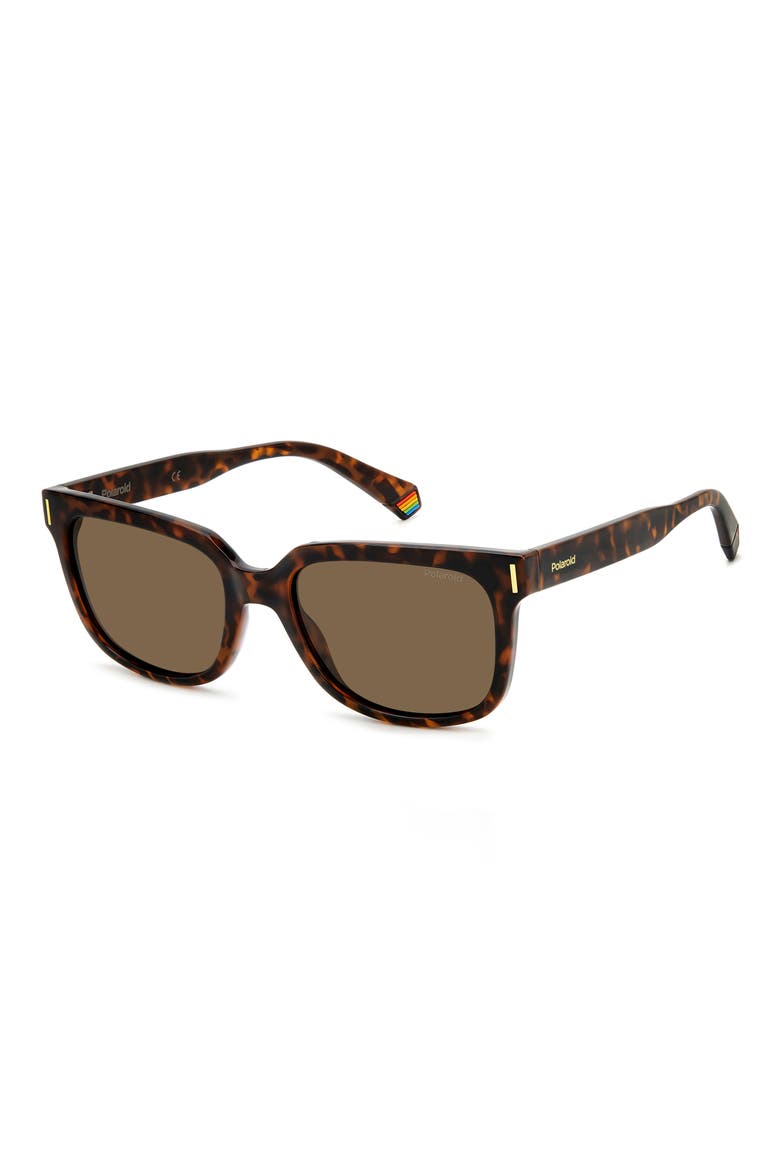 54mm Polarized Rectangular Sunglasses, Alternate, color, HAVANA/ BRONZE POLAR
