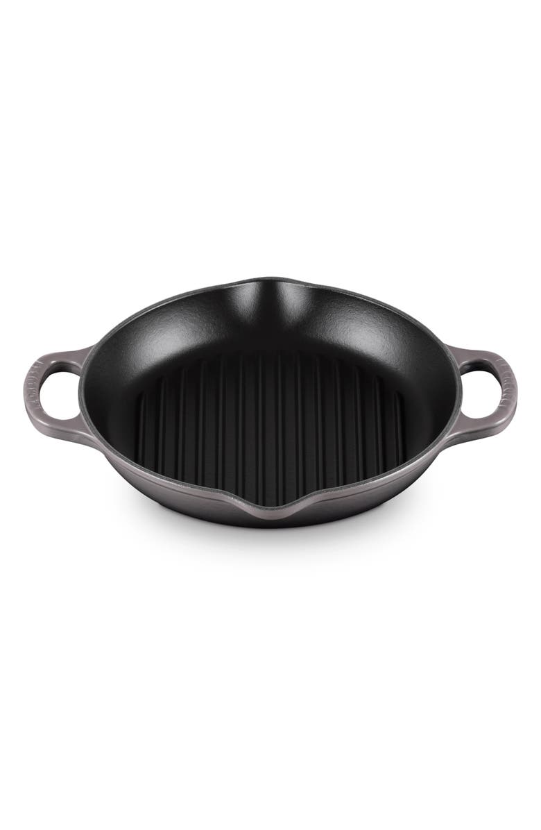 Le Creuset Signature Deep Round Enamel Cast Iron Grill Pan, Alternate, color, Oyster