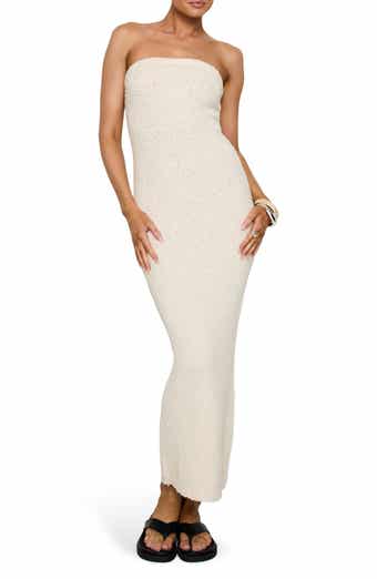 Princess Polly Cloud Strapless Bouclé Maxi Body-Con Dress