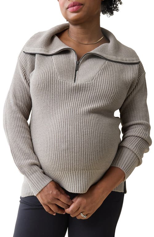 Ingrid & Isabel® Quarter Zip Maternity Sweater in Taupe 