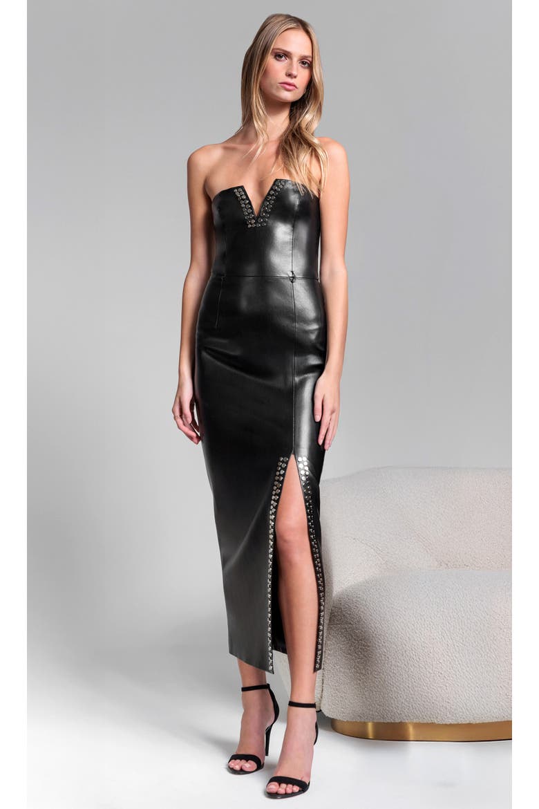 Isabel Studded Vegan Leather Dress, Main, color, Black