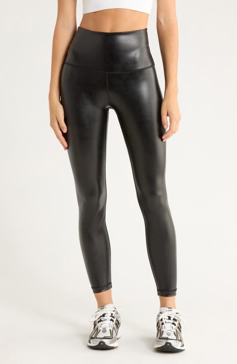 Disco Fever Liquid Faux Leather High Waist Ankle Leggings