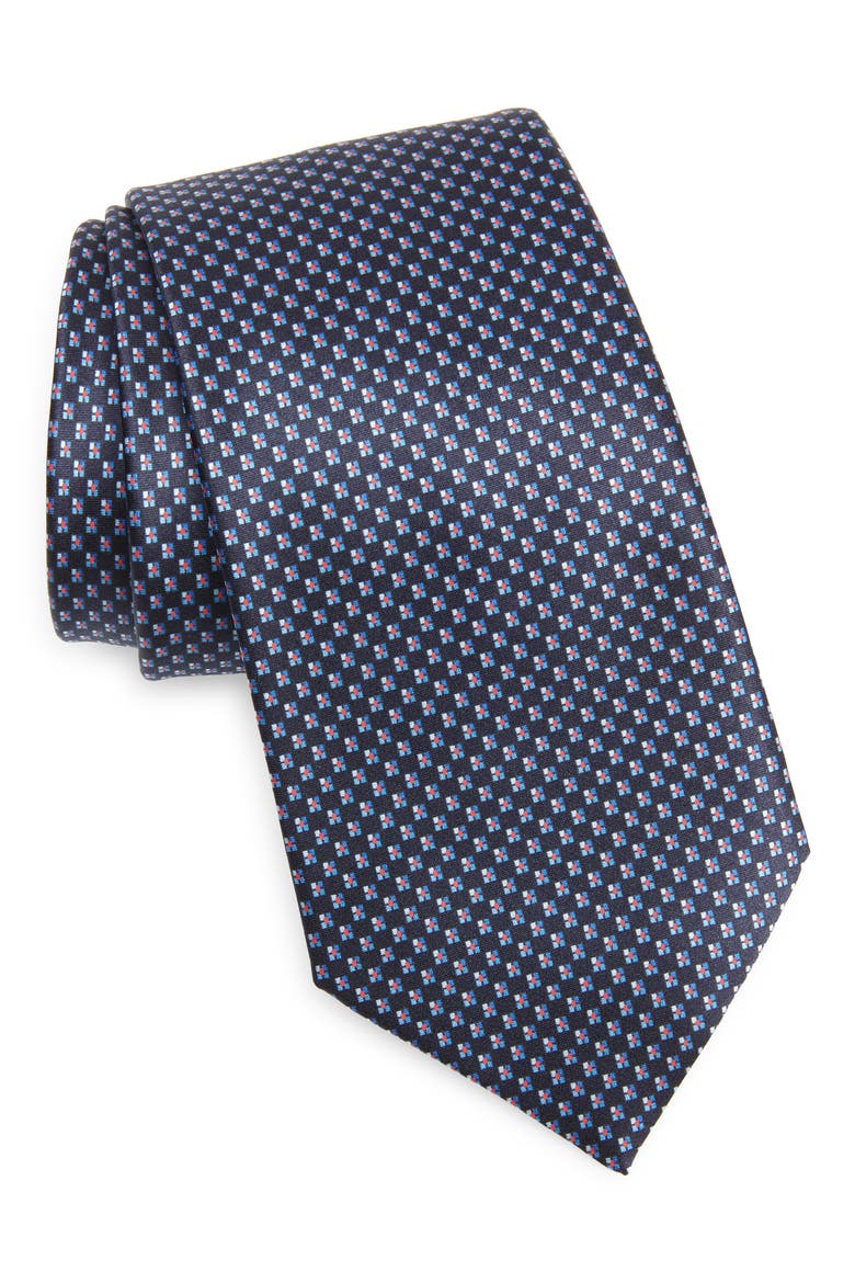 Geo Silk Tie, Main, color, NAVY BLUE