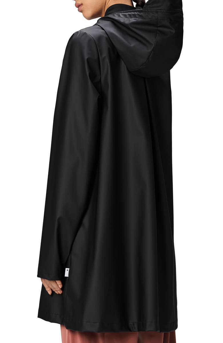 Rains Waterproof A-Line Rain Jacket, Alternate, color, Black