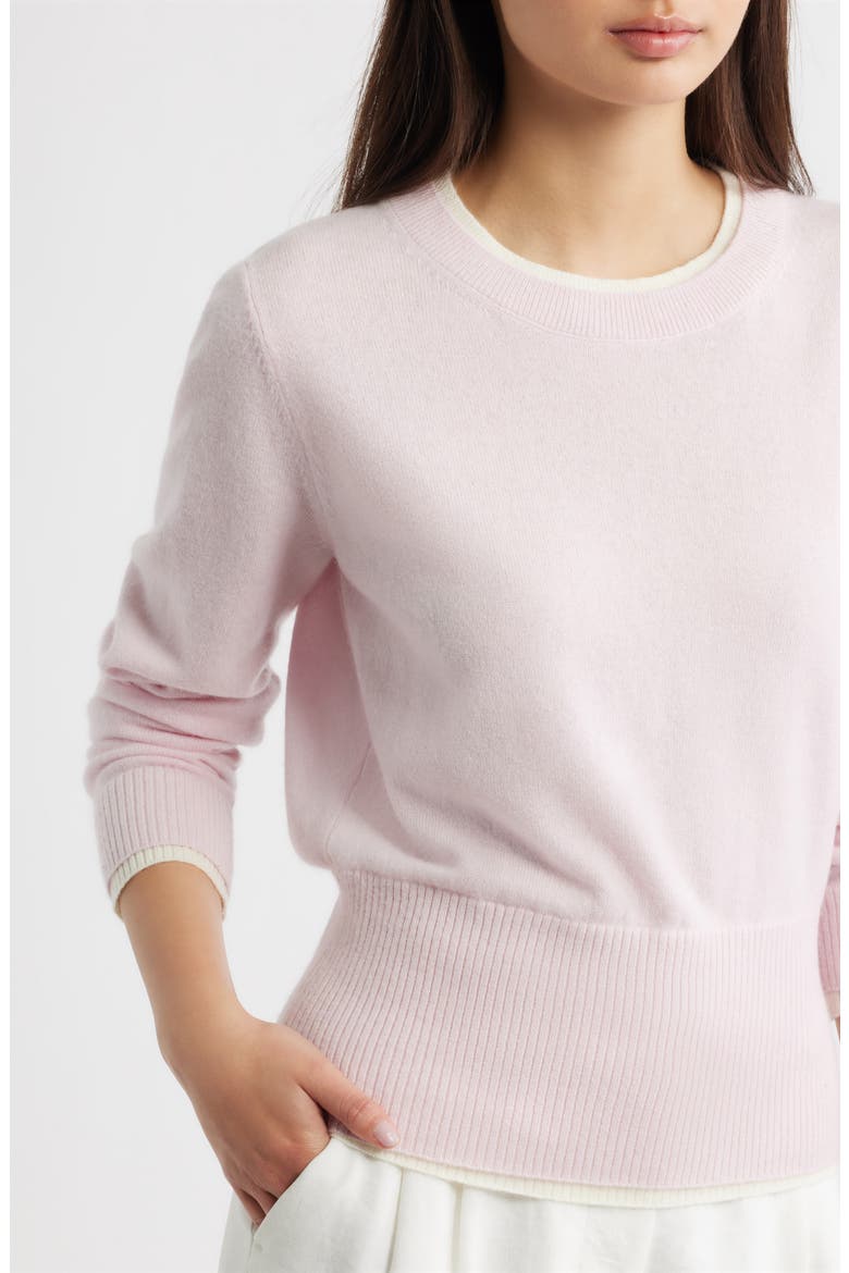 Tove Layered Look Wool & Cashmere Sweater, Alternate, color, BALLET PINK